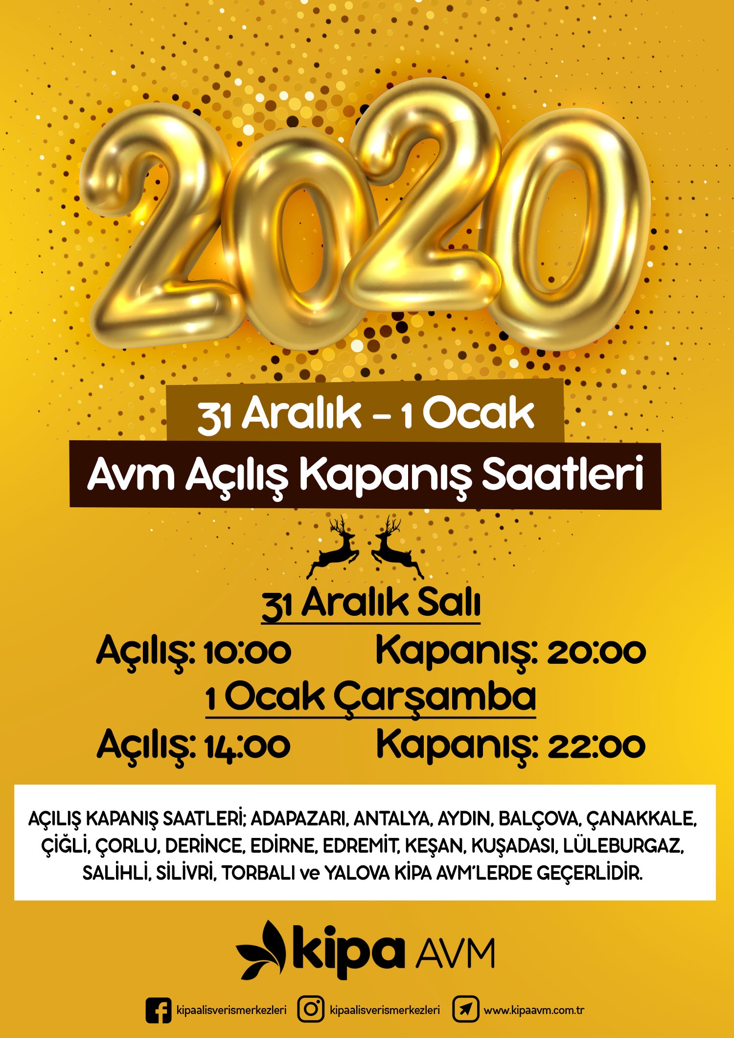 Yılbaşı AVM A&ccedil;ılış Kapanış Saatleri!